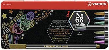 Premium Metallic-Filzstift - STABILO Pen 68 metallic - 8er Metalletui - mit 8 verschiedenen Metallic-Farben im Sale